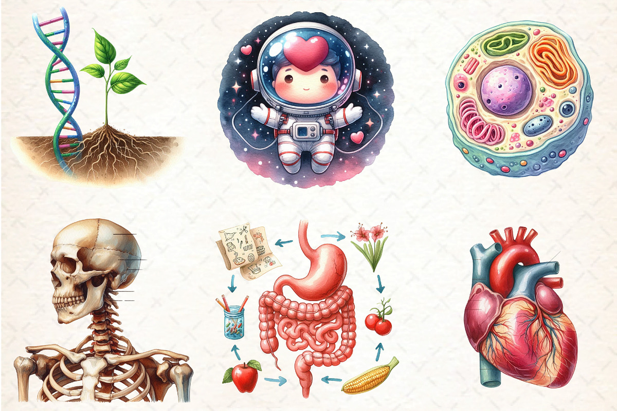 Watercolor Biology Clipart, an Illustration by DreamCafeArt (Photo 4 of 7)