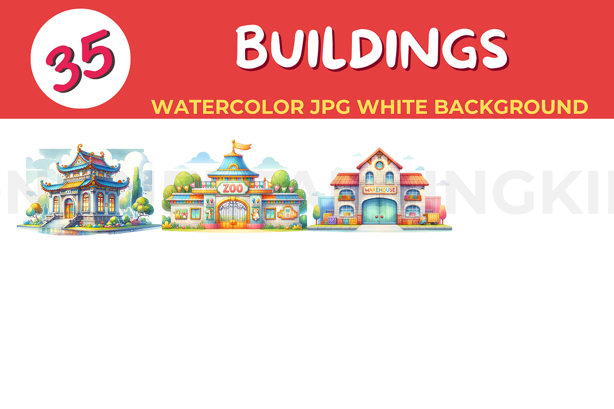 BUILDINGS shop watercolor JPG white, an Object Illustration by John_Walker (Photo 3 of 3)