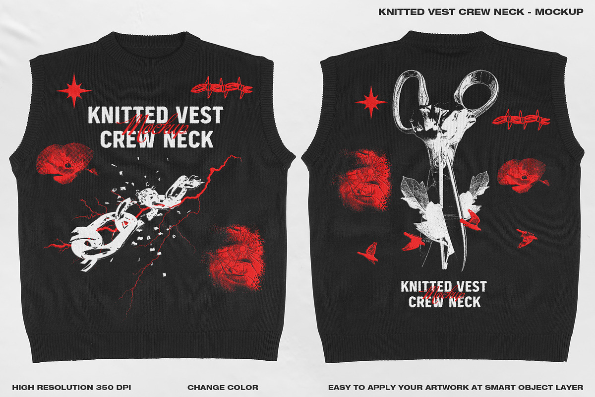 Knitted Vest Crew Neck - Mockup, a Hoody Mockup by DaldSgh (Photo 2 of 11)