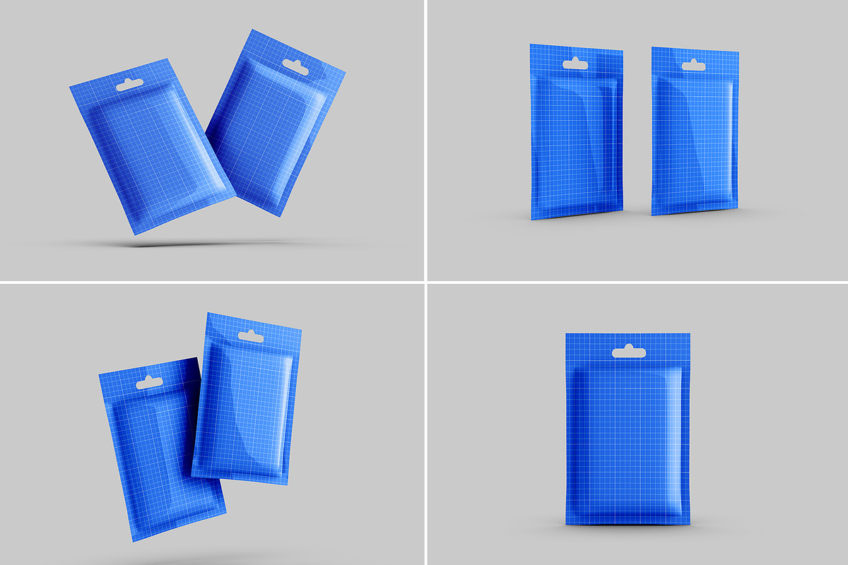 Pouch Sachet with Hang Hole Mockup, a Packaging Mockup by Illusiongraphic (Photo 11 of 22)