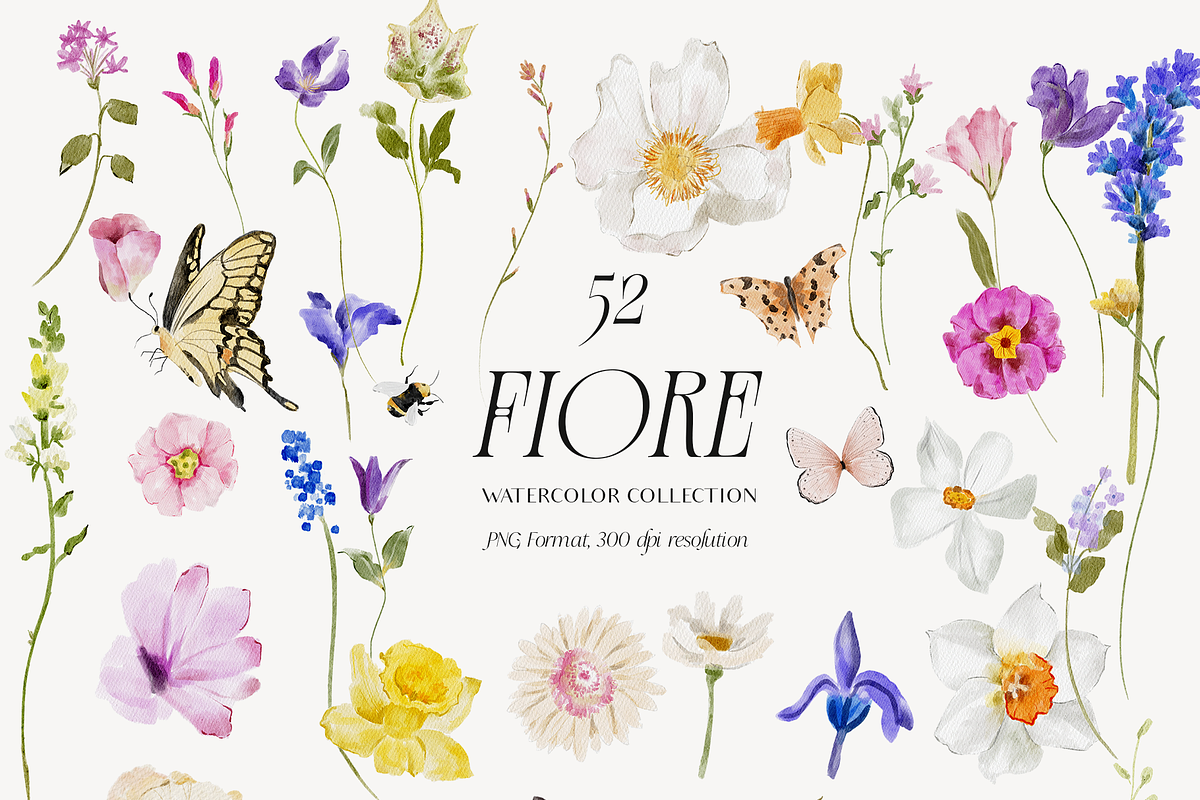 FIORE Bright watercolor flowers, a Decorative Illustration by Grace Noboa Illustrations (Photo 16 of 17)