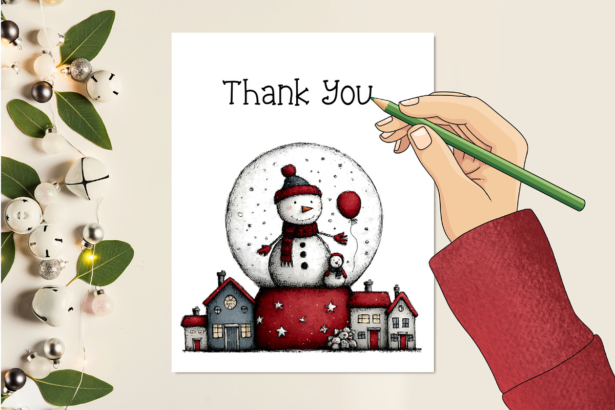 Whimsical Quirky Snowman Clipart, an Illustration by Creative Art (Photo 11 of 13)