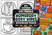 Easy Homebody Cozy Vibes Coloring, a Seasonal Illustration by Craftsbeefy (Thumbnail 1 of 4)
