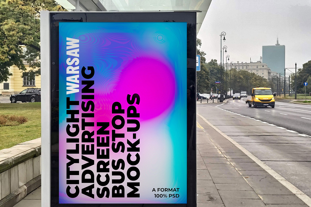 Warsaw Citylight Ad Bus Stop 10, an Advertising Mockup by Graphic Shelter (Photo 3 of 5)