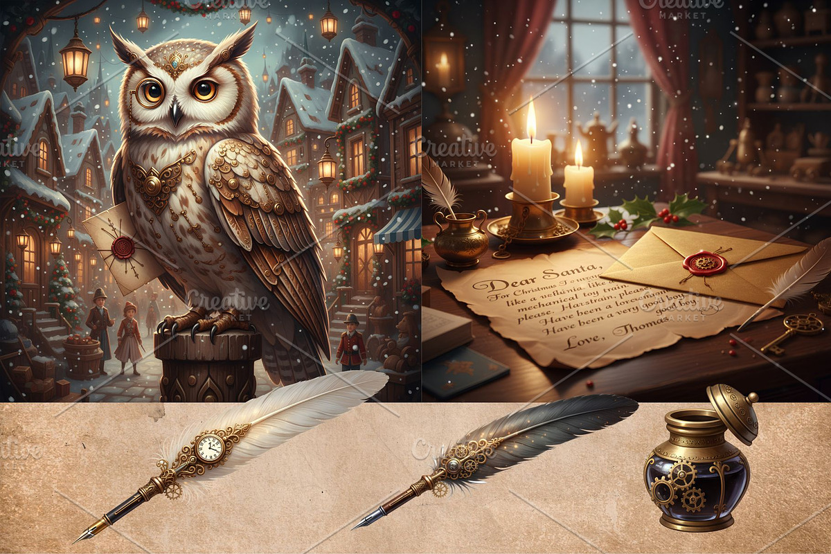 SteamPunk Christmas bundle 300 DPI, a Seasonal Illustration by Floraphoria (Photo 12 of 15)