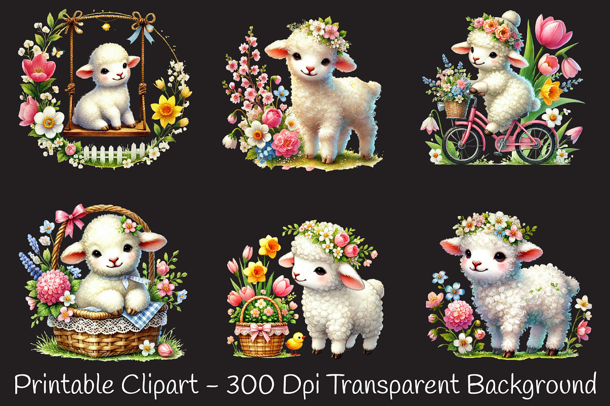 Cute spring clipart lamb clipart, an Illustration by RobertsArt (Photo 4 of 7)