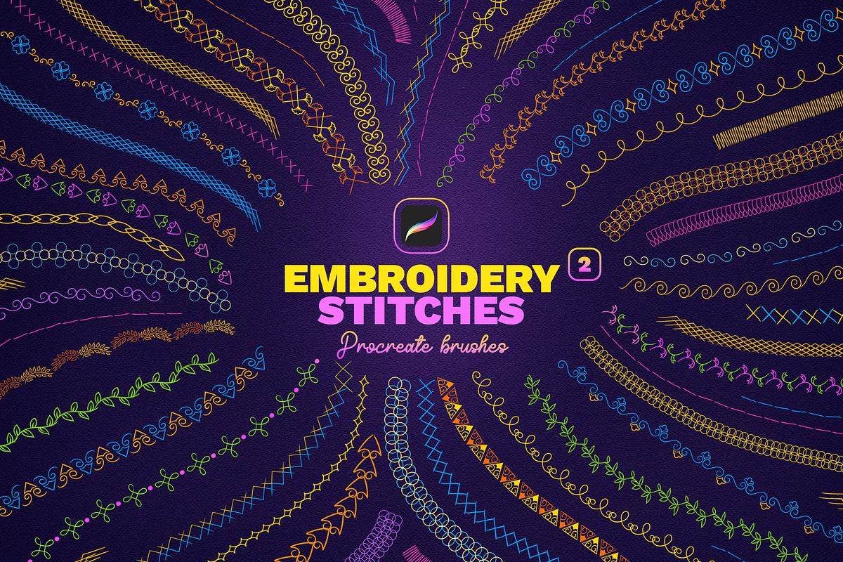 Embroidery Stitches Procreate Brush, a Brush Add-On by Andrew Skoch Design (Photo 1 of 8)