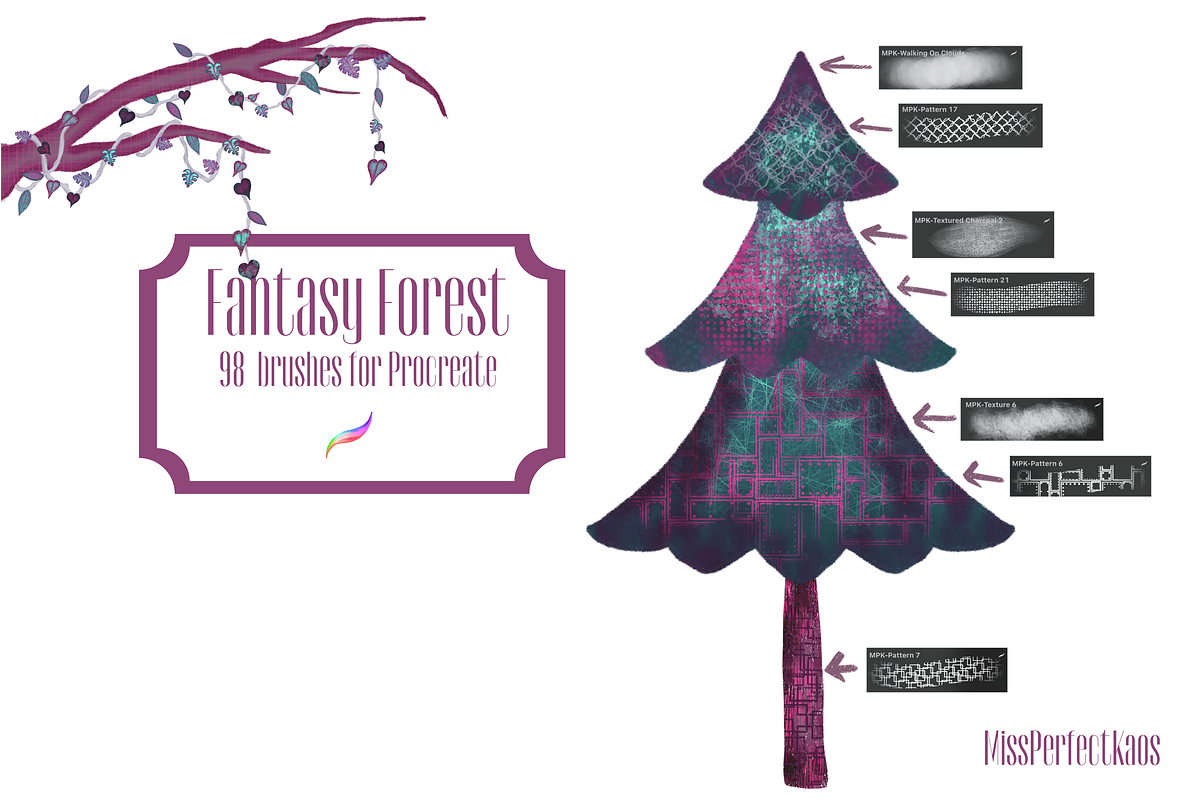 Fantasy Forest-98 Procreate Brushes, a Brush Add-On by MissPerfectKaos (Photo 5 of 9)