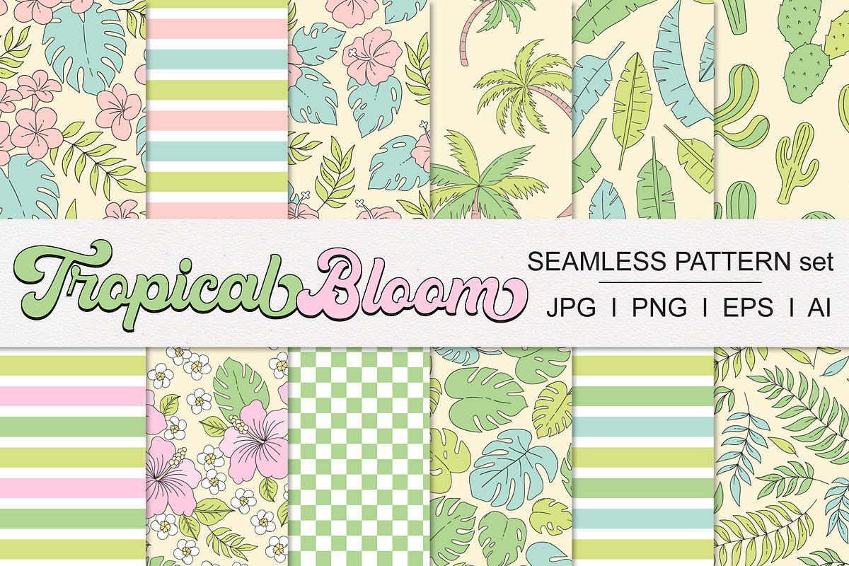Botanical Summer seamless patterns, a Pattern Graphic by @olga.angelloz (Photo 3 of 3)