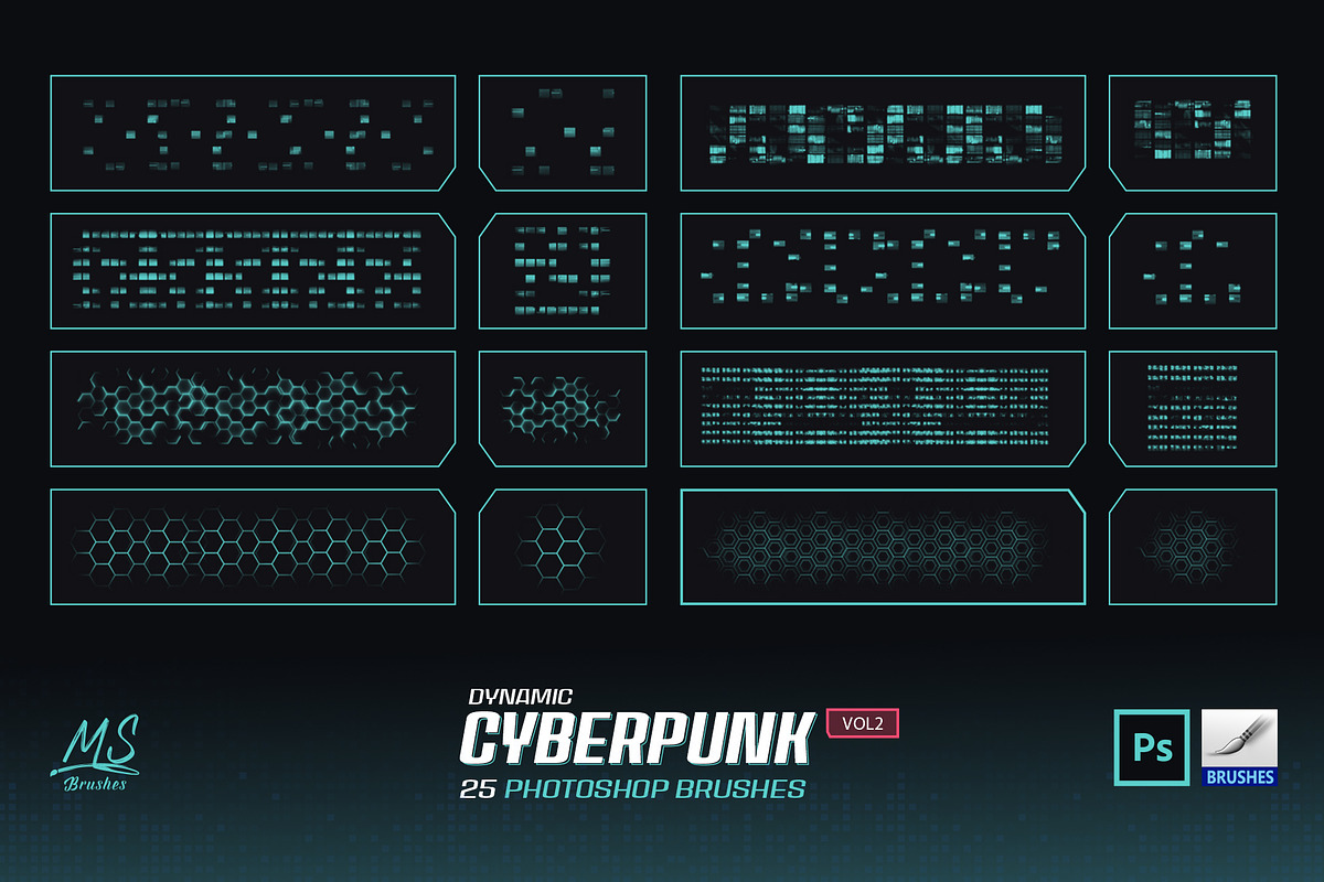 Dynamic Cyberpunk Brushes v2, a Brush Add-On by Mohamed Saber (Photo 4 of 5)