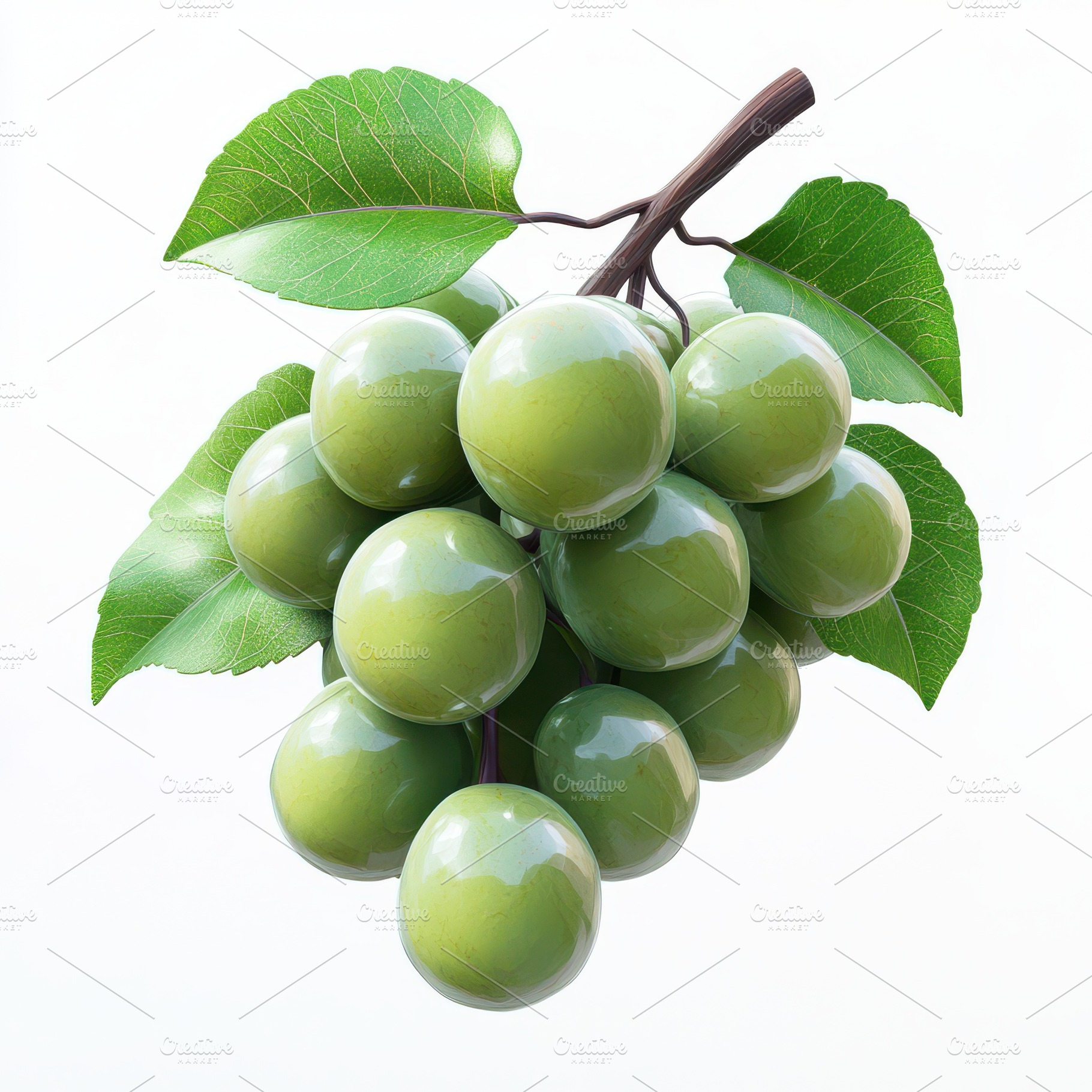 Bunch of ripe green grapes with gree, a Food & Drink Photo by Pixeness Studio
