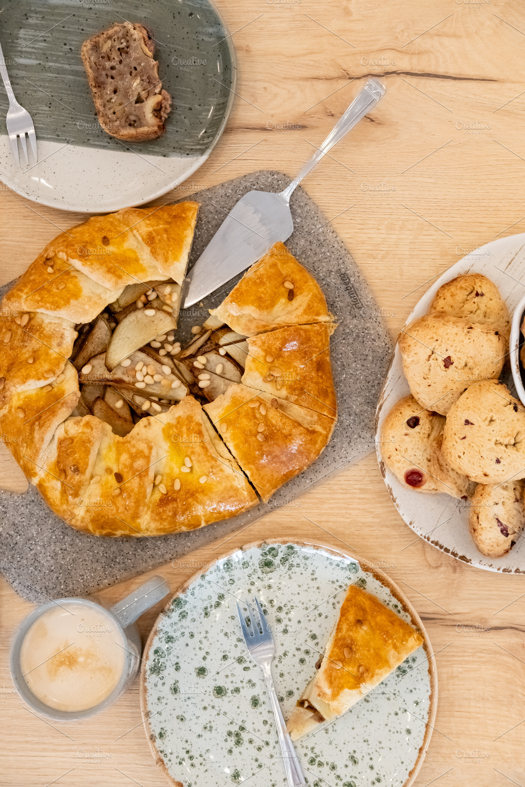 Homemade treat pie plate tasty rustic meal cup, a Food & Drink Photo by Photo Drive Studio