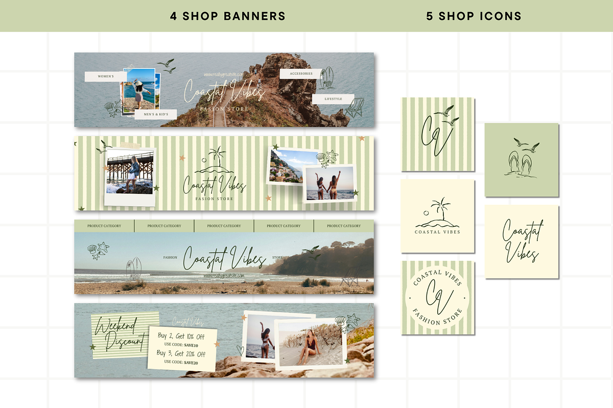 Coastal Etsy Shop Kit Template, a Branding & Logo Template by Anna Design Studio (Photo 3 of 8)