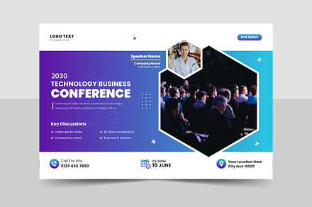 Technology conference webinar flyer, an Invitation Template by Pixeness