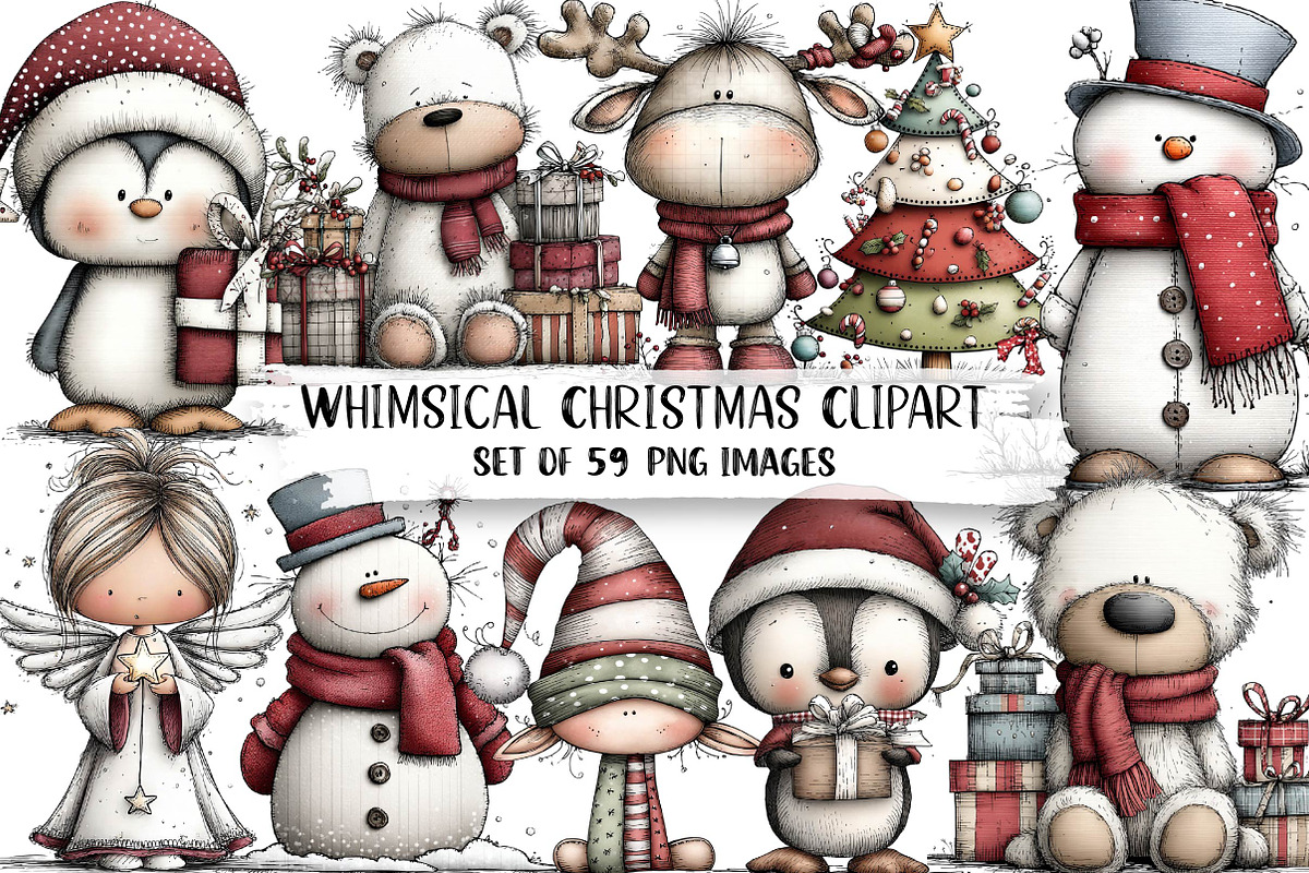 Whimsical Christmas Clipart Bundle, an Illustration by DreamPrint404 (Photo 1 of 6)