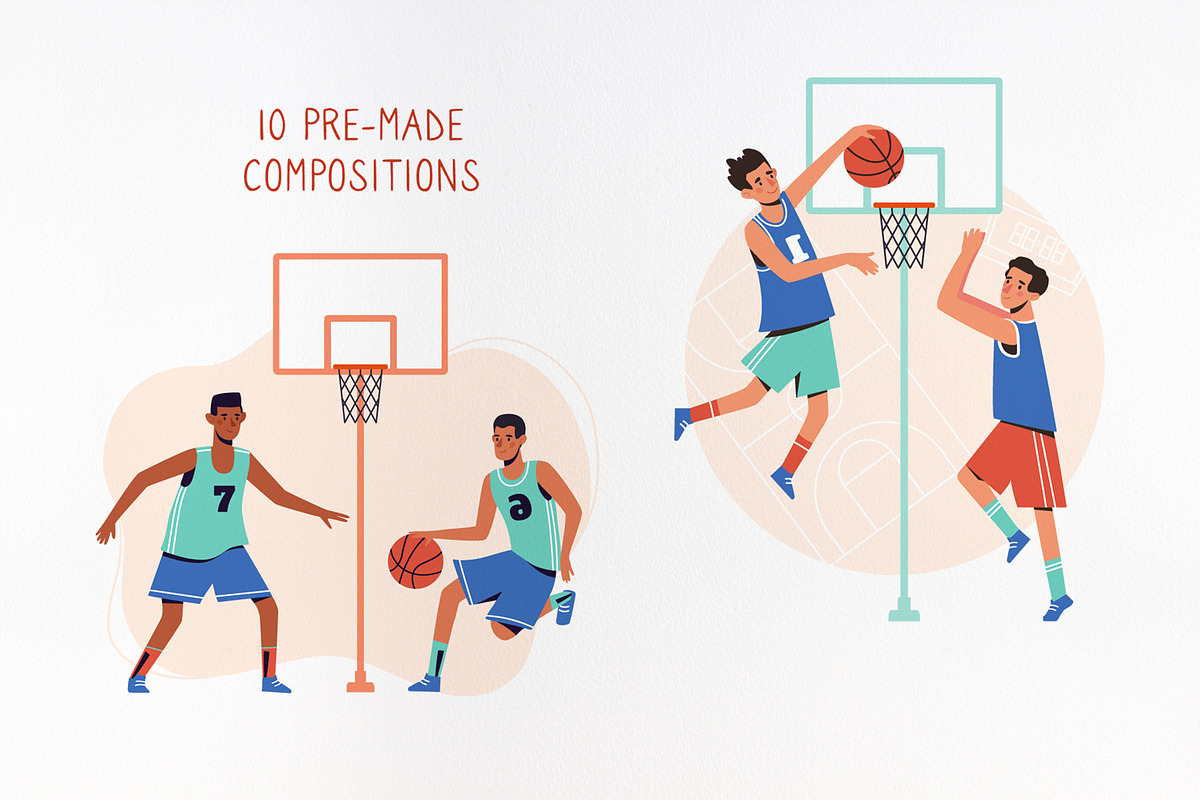 Basketball players. Illustrations, an Illustration by Anna Summer (Photo 3 of 5)