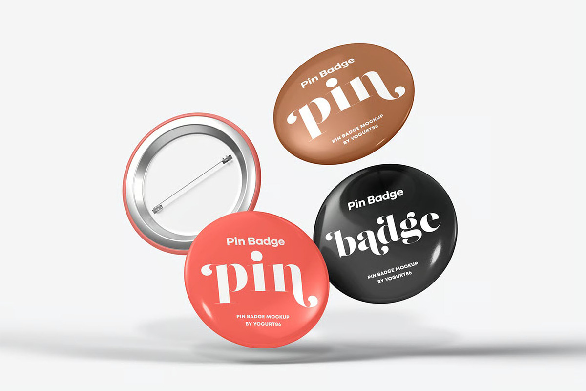 Pin Badge Mock-up, a Merchandise Mockup by zippypixelstudio (Photo 14 of 16)