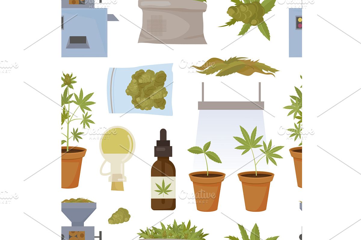 growing cannabis pattern. smoke and, an Object Illustration by Multigon