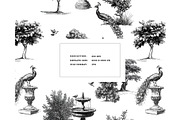Exotic garden toile de jouy pattern, a Texture Graphic by Milatoo (Thumbnail 2 of 4)
