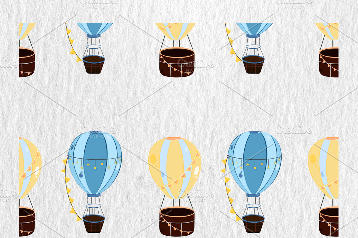 Hot Air Ballons Seamless Pattern, a Decorative Illustration by Oleksandra Illustrates (Photo 3 of 12)
