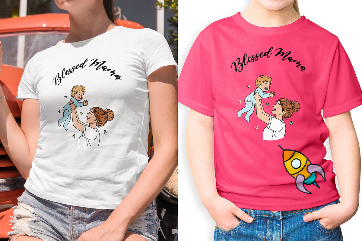 Blessed Mama Mother's Day Shirt SVG, a Person Illustration by Ghagra (Photo 3 of 7)