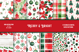 Merry & Bright Digital Paper, a Pattern Graphic by Chromolume Studio