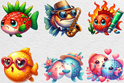 Quirky Whimsical Summer Fishes Clipa, an Illustration by Black Bird Studio (Thumbnail 6 of 6)