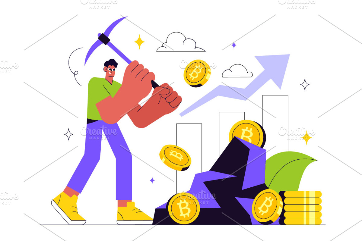 10 Bitcoin Mining Illustration, a Finance Illustration by denayunebgt (Photo 4 of 4)