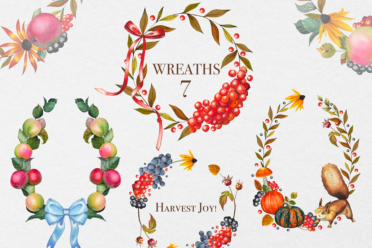 Watercolor Autumn Harvest Clipart, a Seasonal Illustration by DiashaArt (Photo 8 of 17)