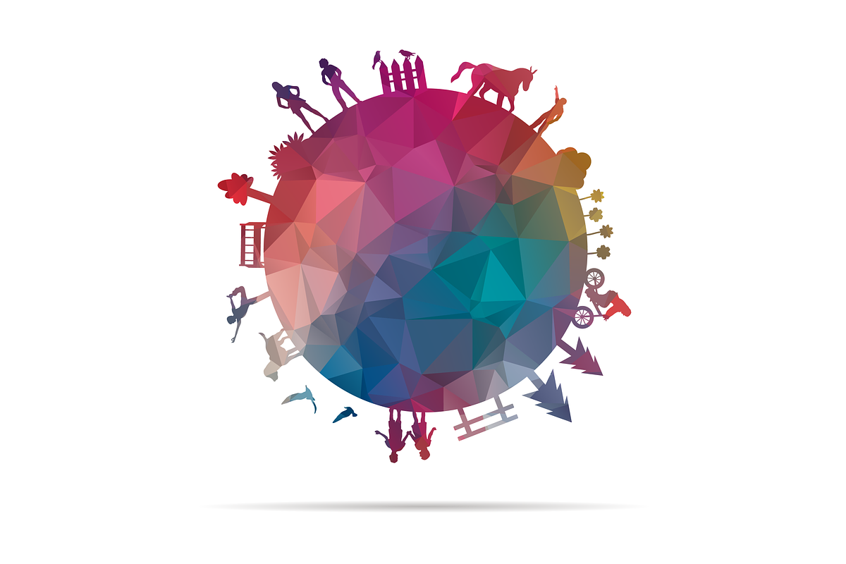 low poly colorful world, a Decorative Illustration by noche
