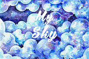 Watercolor cloudy sky background, a Texture Illustration by Librebird (Thumbnail 4 of 4)