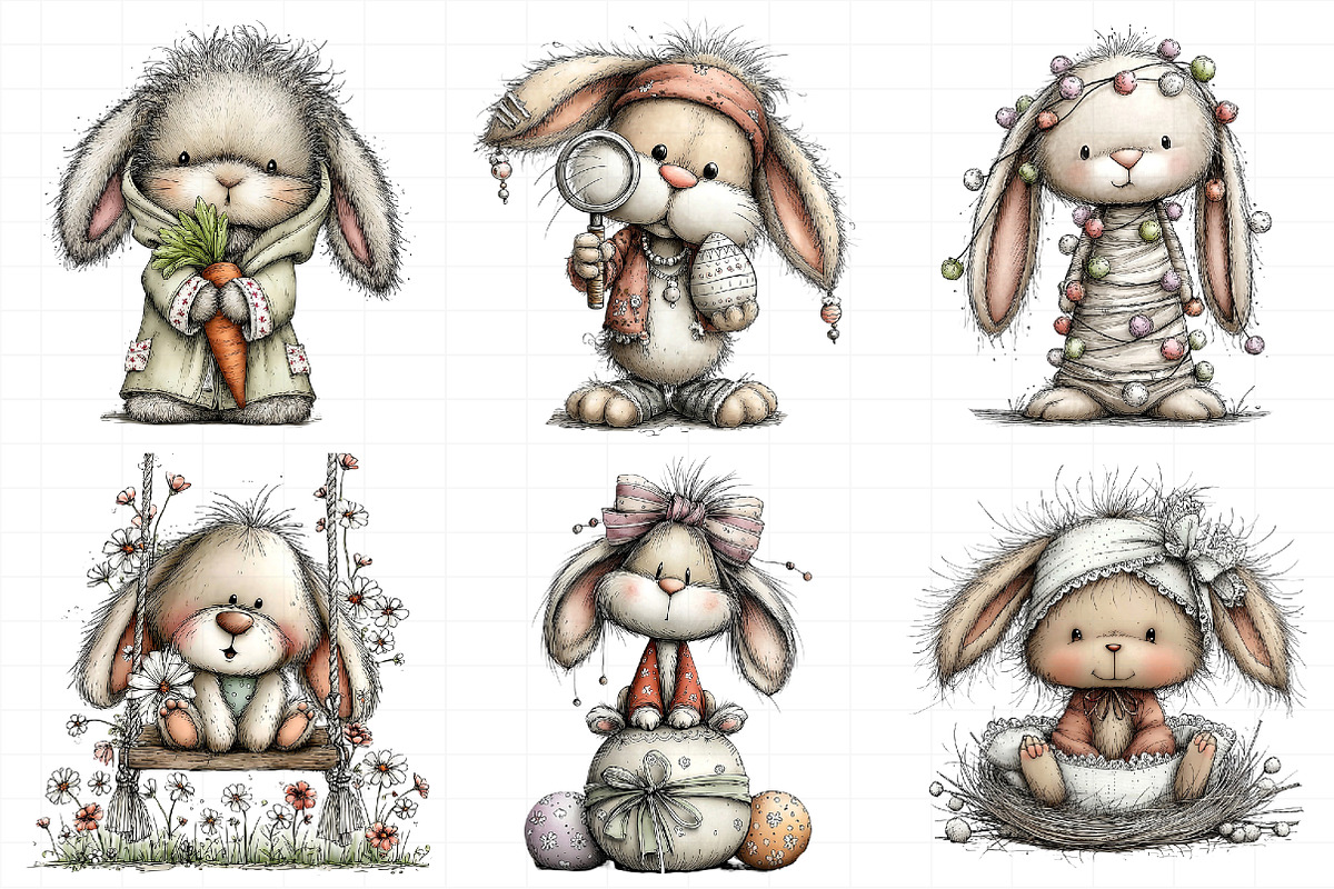Boho Easter Bunny Clipart, an Illustration by Daily.Designs (Photo 5 of 8)