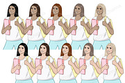 Study Bright Girls Clipart, an Education Illustration by GlamArtZhanna (Thumbnail 5 of 7)