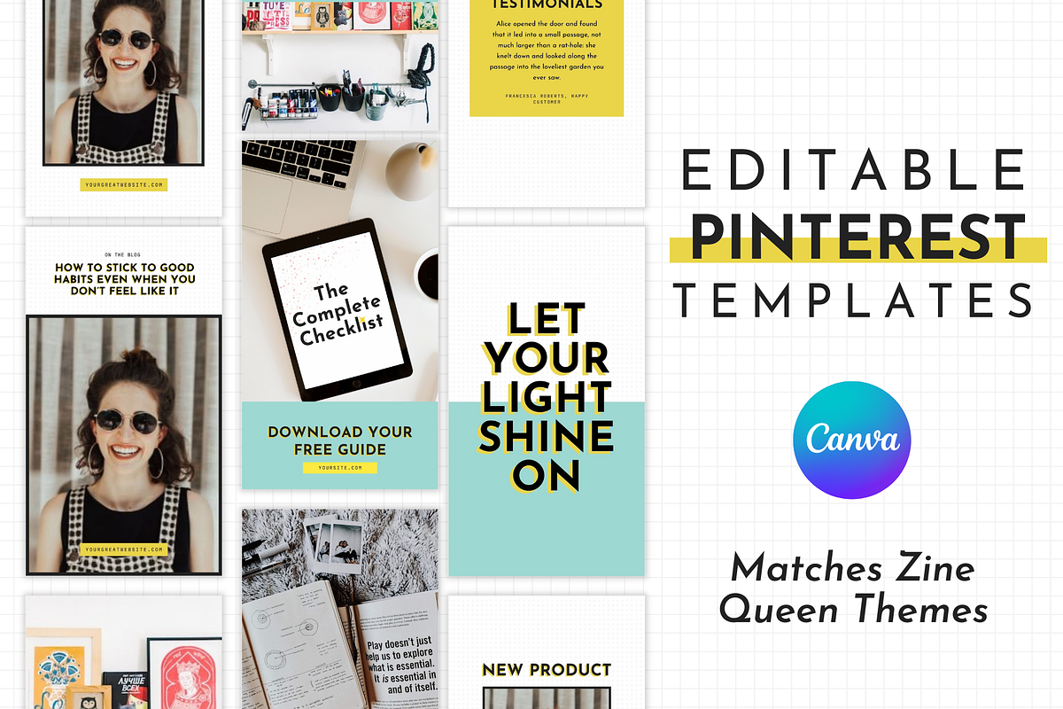 Yellow Pinterest Templates for Canva, a Social Media Template by ltsdesigns (Photo 1 of 3)