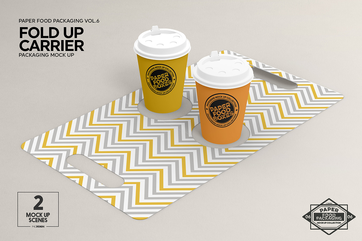 Fold Up Drink Carrier Mockup, a Cups & Container Mockup by INCDesign (Photo 5 of 9)