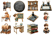 Vintage Back to School Clipart, an Illustration by Designworld (Thumbnail 2 of 5)