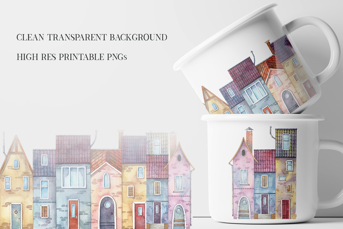 Colorful front view houses PNG, an Illustration by Dashamoony (Photo 2 of 3)