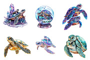 Gem Sea Turtle Mom and Baby Clipart, an Illustration by CreationArt (Thumbnail 3 of 5)