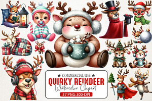 Quirky Christmas Reindeer Clip Art, an Illustration by RobertsArt