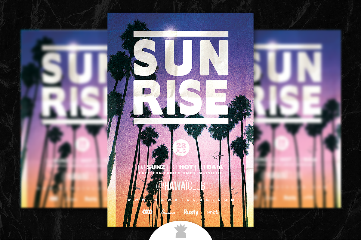SUNRISE SUMMER Flyer Template, a Flyer Template by OVNI-TEMPLATES (Photo 1 of 5)