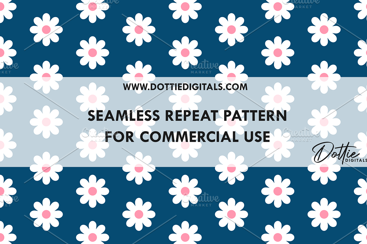 Daisies on Navy Repeat Pattern PNG, a Pattern Graphic by Dottie Digitals