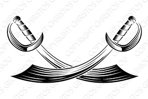 Crossed Pirate Scimitar Cutlass, an Object Illustration by Christos Georghiou