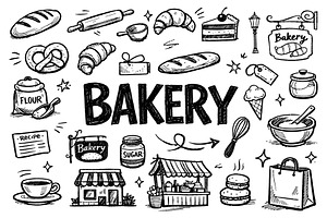 Bakery Doodle Elements Collection, an Object Graphic by VIVAT Design Studio