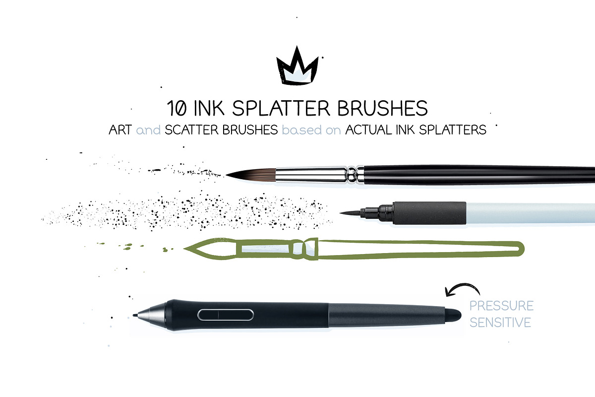 Round Ink Brushes & Splatters, a Brush Add-On by Side Project (Photo 3 of 7)