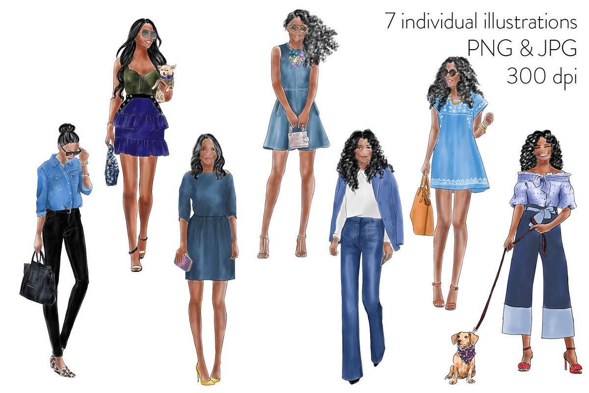 Girls in Denim - Dark Skin, a Person Illustration by Parinaz Wadia Design (Photo 2 of 4)