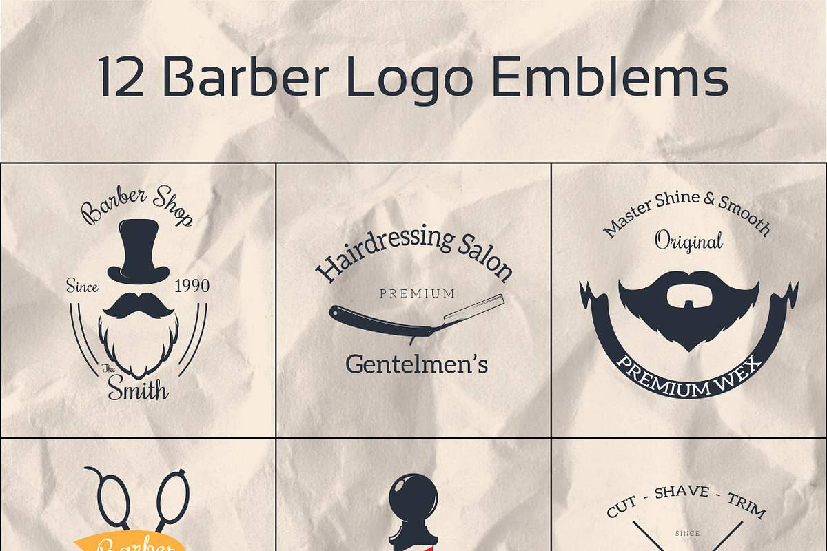 Barber Shop Logo Emblems, a Branding & Logo Template by Artha Desain (Photo 3 of 14)
