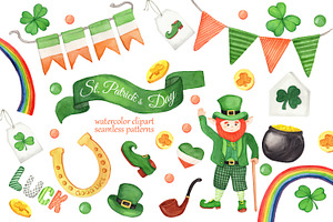 St. Patricks Day Watercolor Clipart