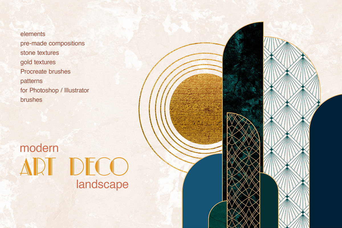 Art Deco Landscape Creator Kit, an Object Graphic by Polli Deeva (Photo 1 of 19)