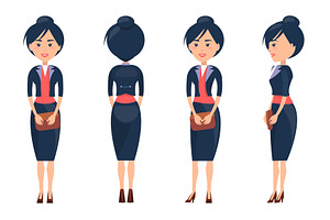 Beuaty Woman In Cute Suit Vector Illustration