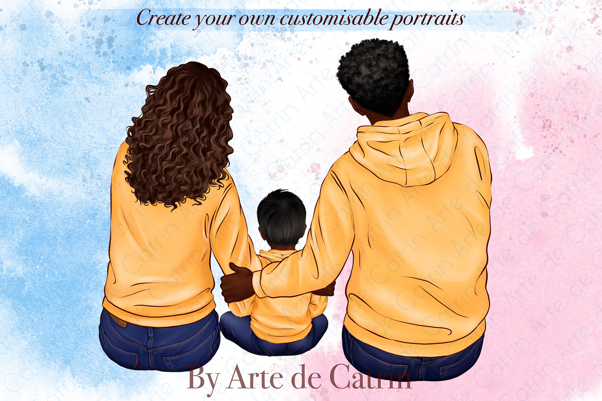 Big Family in Hoodies Clipart, a Person Illustration by ArtedeCatrin (Photo 6 of 12)